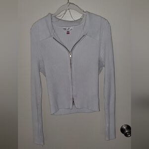 No Boundaries White Long Sleeve Gold Zipper detailed Crop Top Size XXL (19)